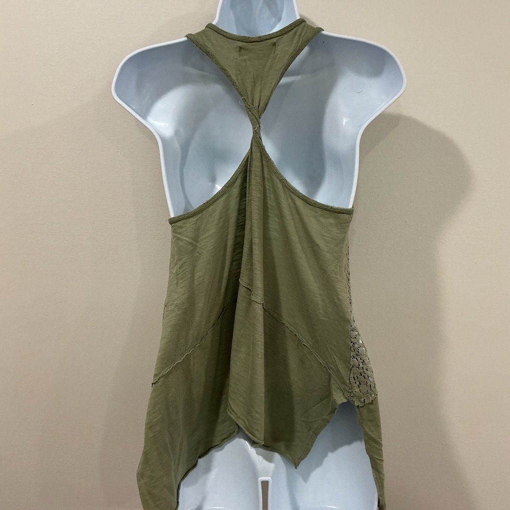 Hollister Crochet Lace Tank Top Boho Festival Hippie Olive Green Size Small - Picture 2 of 5